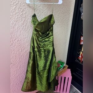 Elegant Green Satin Dress